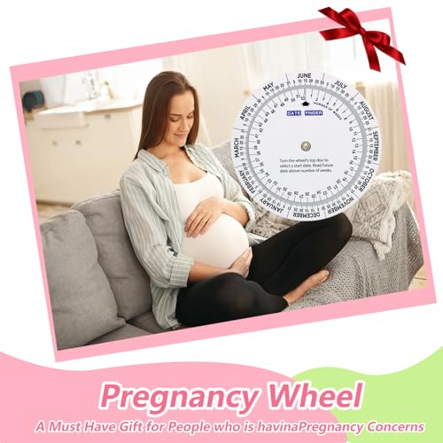 Image of 2 PCS Pregnancy Wheel, Due Date Calculator for Pregnant Patients,Pregnancy Wheel Badge Card for OB /GYN, Doctors, Midwives,Nurses and Patients