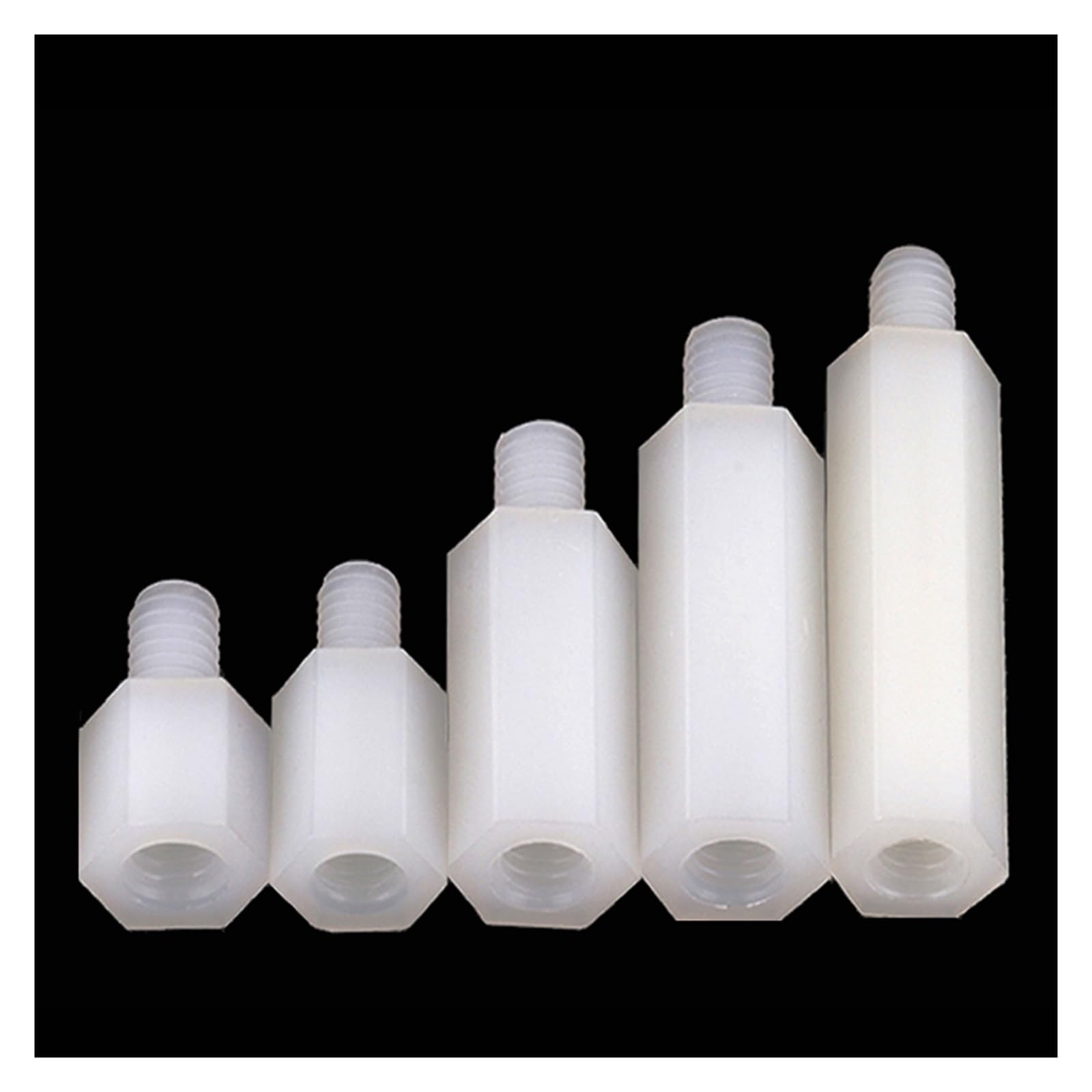 Viti distanziali esagonali in nylon bianco per scheda madre PCB e scheda madre M2 .5 M3 M4 M5 (14 mm (50 pezzi), M5 (filettatura 7 mm)