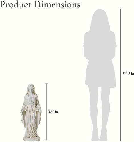 Miniatura 2 de LuxenHome - Estatua de Virgen María para exteriores, estatua religiosa de jardín de 30 pulgadas, estatua de la bendita madre al aire libre, estatuas