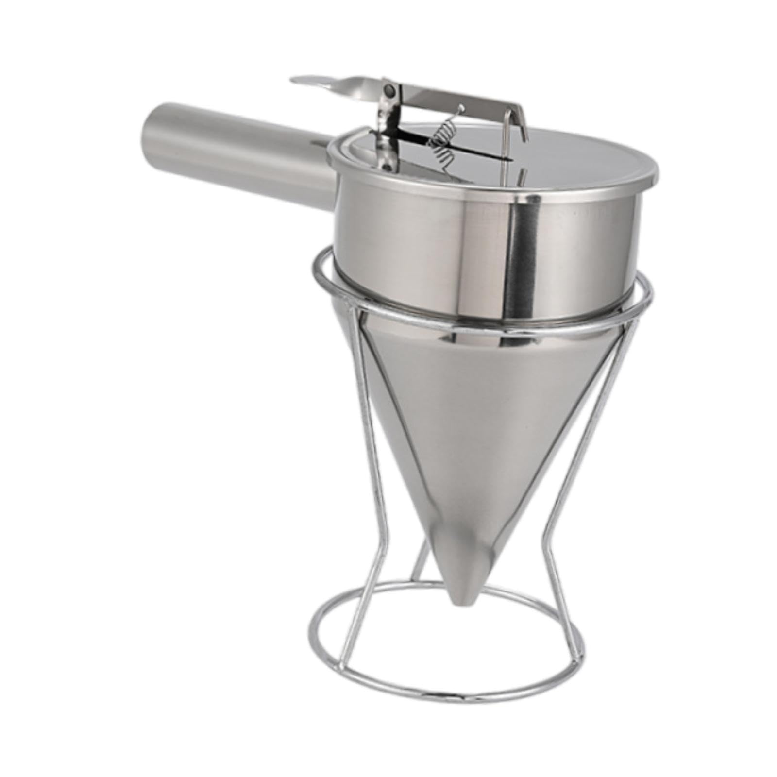 Dispenser in Acciaio Inox per Frittelle a Imbuto con Supporto, Ideale Anche per Muffin E Polpette a Forma di Polpo, Bocca 14mm