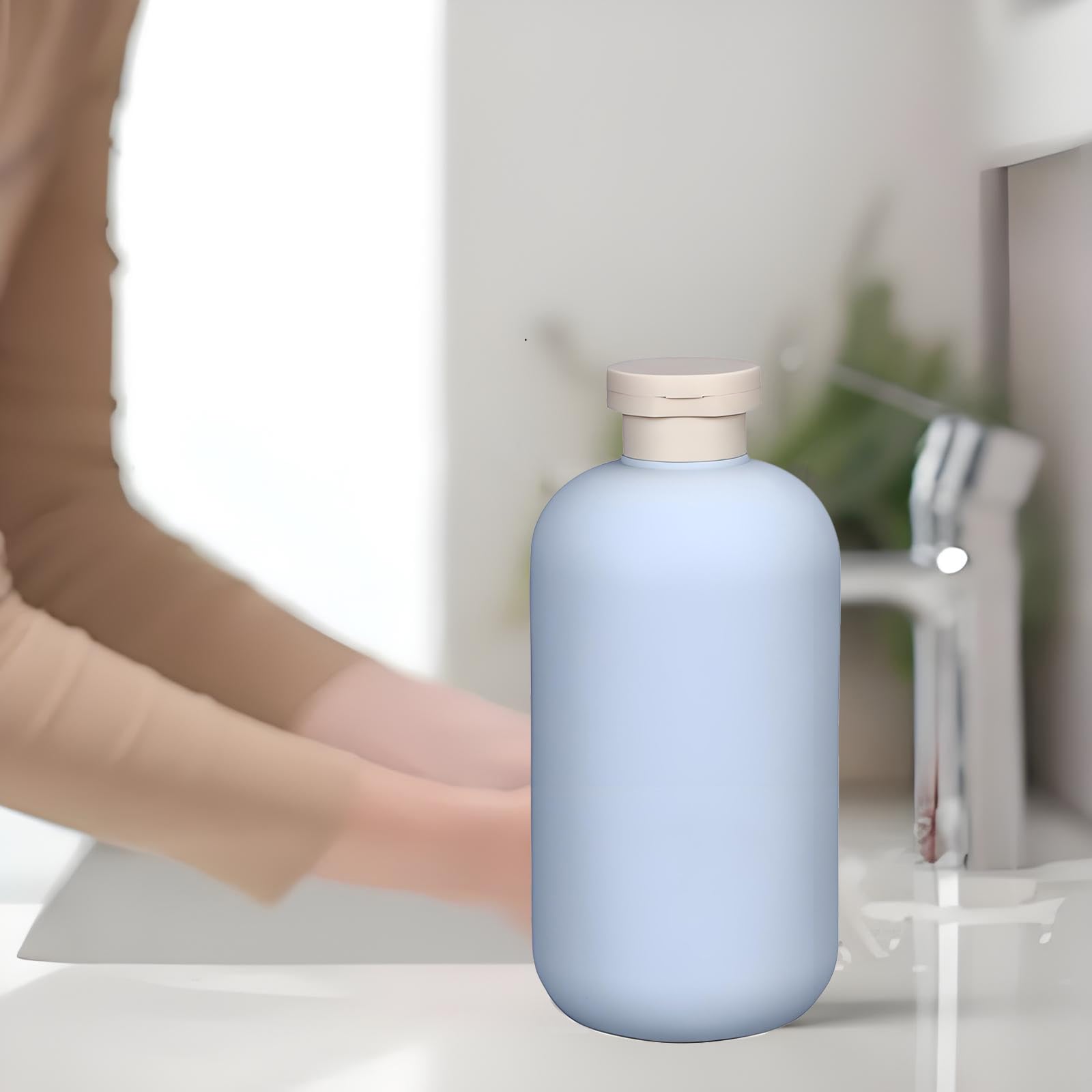12 Piezas Botellas de Viaje Rellenables 500ml Azul Exprimible con Tapa Abatible, Botes Viaje Portátiles de HDPE para Desinfectante Manos, Champú, Loción, Dispensador Cosmético