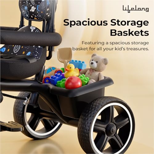Image of Lifelong Kids Harness Parental Control Tricycle with EVA Wheels, Bell & Storage Basket|Baby Trike|Age Group 1 Years to 4 Years Carrying Capacity Upto 25 kgs