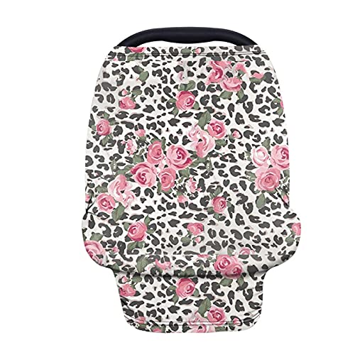 Image of ZFRXIGN Leopard Rose Car Seat Covers for Babies, Nursing Cover Carseat Canopy for Boys and Girls Multiuse Baby Shopping Cart/High Chair/Stroller Covers, one size