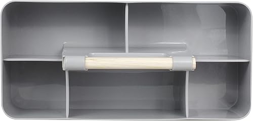 Miniatura 4 de Organizador de plástico para baby shower, organizador de almacenamiento portátil para niñosniños, cesta dividida con mango de madera para baño,