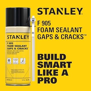 Stanley F905 Gaps & Cracks Sealant (2x12 Oz.) – Polyurethane Spray Foam Insulation for Window & Door, Waterproof Gap Filler, Low Expansion Foam for Indoor & Outdoor Use | Straw Use | 12 Oz. 2 Pack