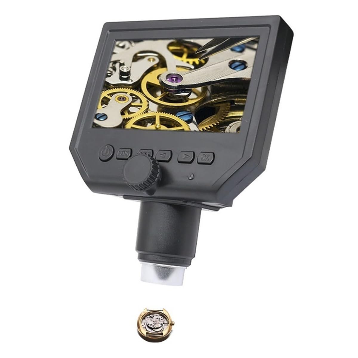 Microscope 600X HD Microscope 4.3-Inch LCD Display Electronic Digital Microscope with Stand LED Illumination(Without Bracket)