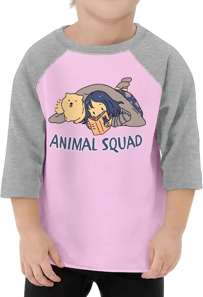Animal Lover Toddler Baseball T-Shirt - Cartoon Design 3/4 Sleeve T-Shirt - Trendy Kids' Baseball Tee