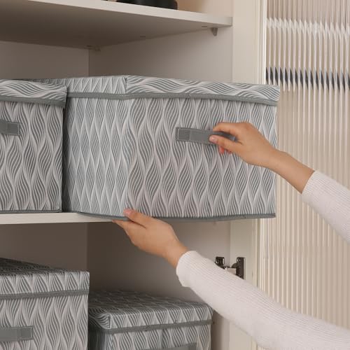 Image of HOKIPO Storage Box and Organiser for Clothes | Cloth Organiser for Storage | Wardrobe Organizer for Storage with Lid | Non-Woven, Foldable - Pack of 1 Large (AR-5814)