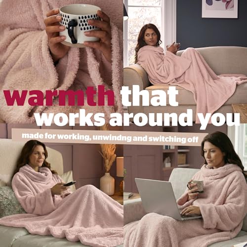 Silentnight Snugsie Wearable Blanket - Soft Teddy Fleece Blanket with Sleeves - 2-in-1 Sleeved blanket and Cushion - Supersized with Foot Pocket , 153 x 203cm - Image 4