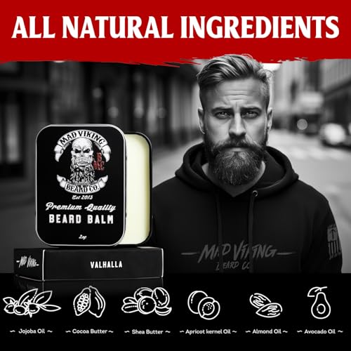 Mad Viking Valhalla Beard Balm – Non-Greasy Balm to Soften and Style with a Medium Hold - Made with Shea Butter, Beeswax & Premium Oils - Smooth Sandalwood & Vanilla Scent, Made in the USA - 2oz - Image 5