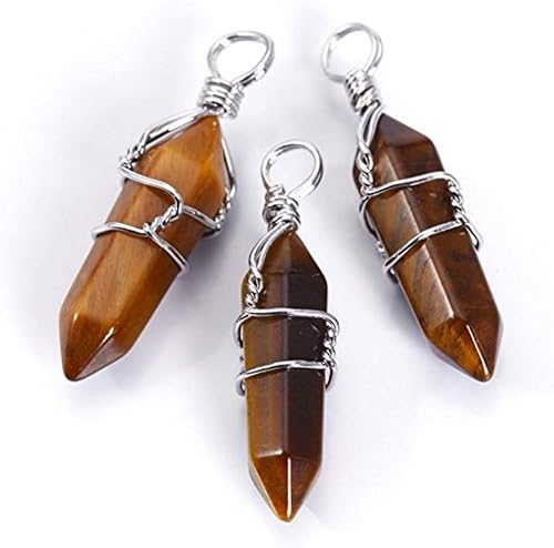 Miniatura 6 de Adabele - Juego de 6 cuentas de gota de piedras preciosas curativas naturales de Adabele con forma de bala, punto de espiga, 30 unidades (cristal de