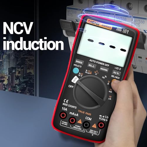 Image of AN8008 True-RMS 9 Counts Digital Multimeter AC DC Voltage Ammeter Current Ohm Meter Ohm Volt Amp and Diode Tester