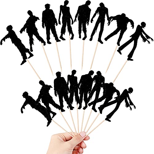 Lveud Zombie Cup Cake Topper-16Pcs Horror Theme Zombie Cupcake Topper-Halloween Cupcake Topper-Halloween Cupcake Topper (Black) #TOP1