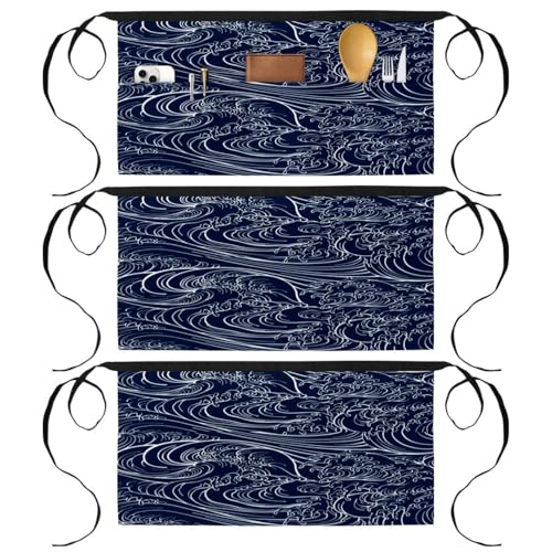 Tablier court cuisine lot de 3 à motif japonais pour préparer vos pâtisseries maison