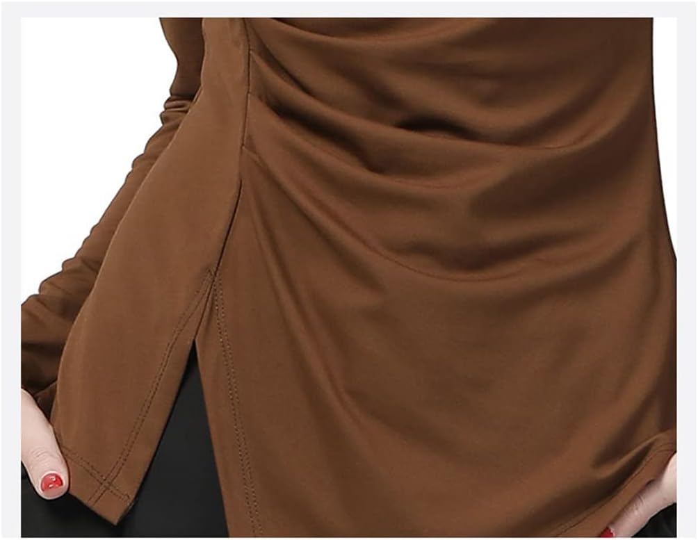 Bottoming Top Women Sexy Skinny Stretching Knitted Shirt Irregular Skew Collar Blouses
