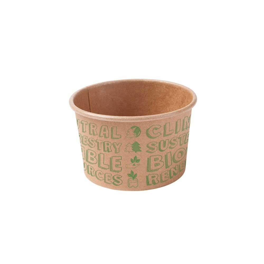 BIOZOYG Vasos para helado 1000 unidades I Vasos de cartón kraft marrón I Vasos compostables sin blanquearI cuencos para To Go I tazas de cartón biodegradables 75ml