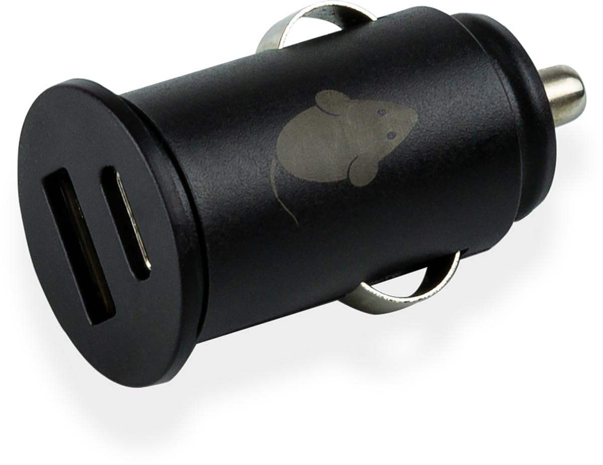 Charger de voiture Green Mouse USB-A 1X USB-C 1X 2.4A Black | 5 pièces