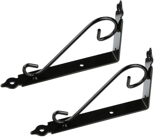 Gancho de hierro forjado, soporte de estante triangular, montaje en pared, flotante, rústico, para estantería, sala de estar, baño, jardín, 2