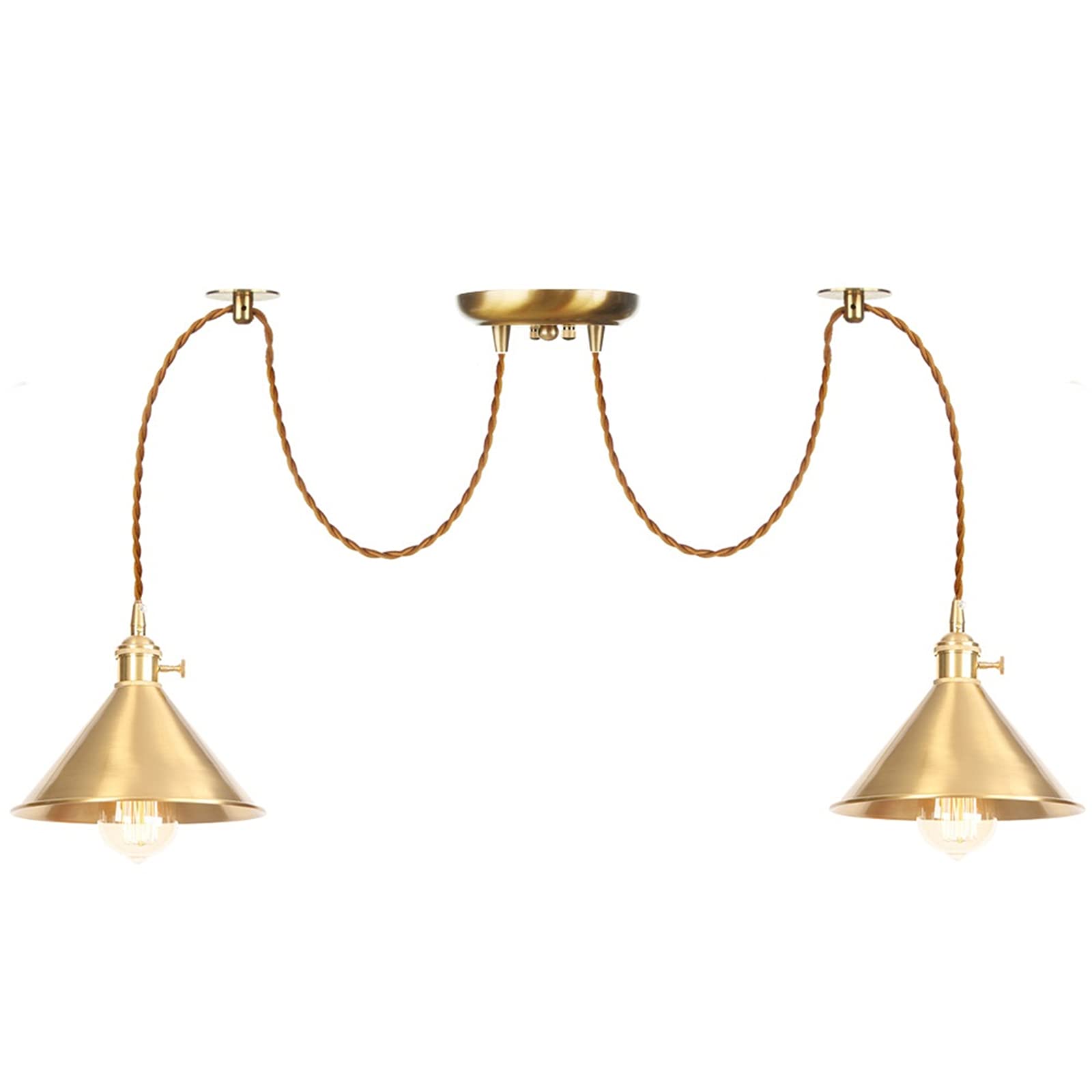 Lustre moderne en laiton doré réglable avec interrupteur pour îlot de cuisine