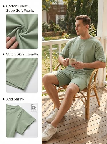 Image of Kvetoo Men Cotton T Shirt and Shorts Set Co Ord Set for Men Summer Casual Lounge Wear Gym Workout T Shirt Shorts Combo Half Sleeve Comfortable Cotton Outfit