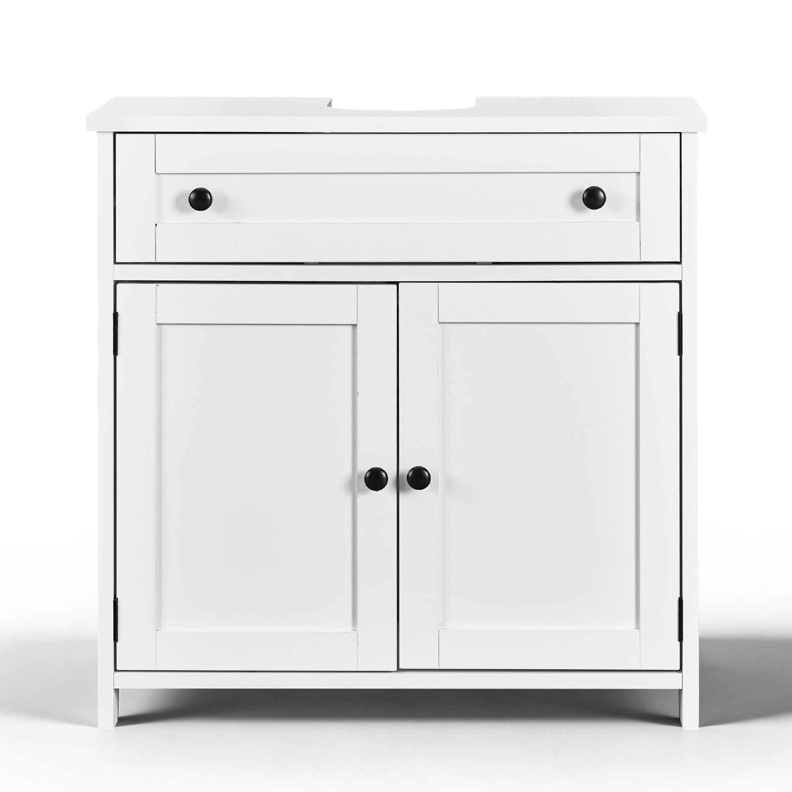LEADZM Waschbeckenunterschrank, Badezimmerschrank, Aufbewahrungsschrank, 2 Türen 1 Schubladen, Viel Stauraum, Moderner Stil, 30 x 60 x 60 cm (Weiß)