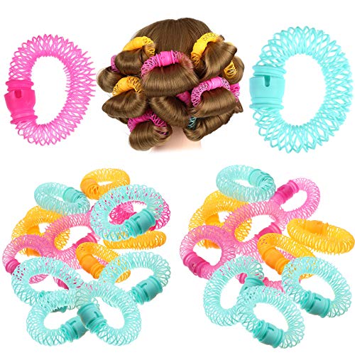 Magic Donuts Hair Curler Circle Spiral Plastic Hair Curly Curler Hairdress Magic Styling Hair Roller Curler Spiral Curls DIY Tools No Heat Hair Formers for Women Girls (28)