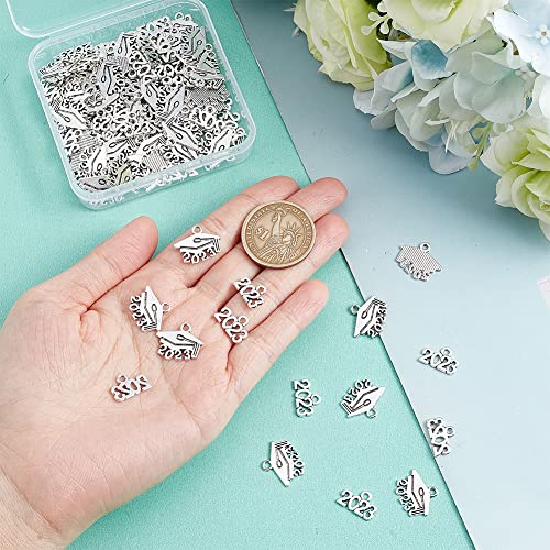 CHGCRAFT 120Pcs 2 Styles Tibetan Alloy Graduation Charms Year 2023 Charms Doctoral Hat Birth Year 2023 Graduation Decoration for Handcraft Work Graduation Tassel DIY Making - Image 3