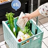 Pilipane Wózek wielofunkcyjny Przenośny wózek z obrotową skrzynią do podróży na zakupy do przenoszenia bagażu do biura (niebieski), zwijanie Crate on Wheels,