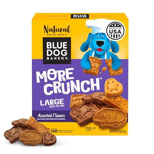 Blue Dog Bakery Natural Dog Treats, More Crunch Large, Assorted Flavors, 18oz Box, 1 Box