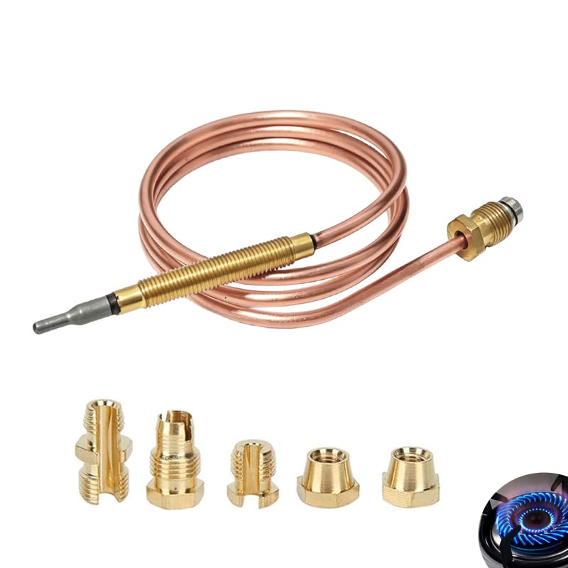 Yukesaky Universal Gas Thermocouple Kit 600mm, Copper Safety Sensor for Gas Fireplaces, Ovens, Cookers & Hobs, Replacement Flame Failure Device Compatible with AEG, Beko, Electrolux, Indesit, Zanussi
