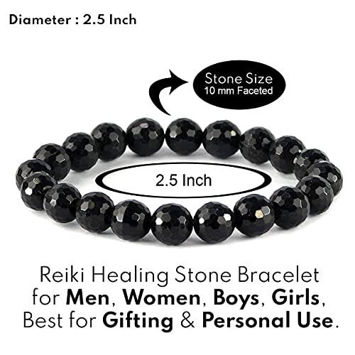 Image of Reiki Crystal Products Certified Natural Crystal Stone Diamond Cut /Faceted 10 mm Beads Bracelet for Men & Women | Reiki Charged Gemstone Jewellery | Multiple Stone Variants Available
