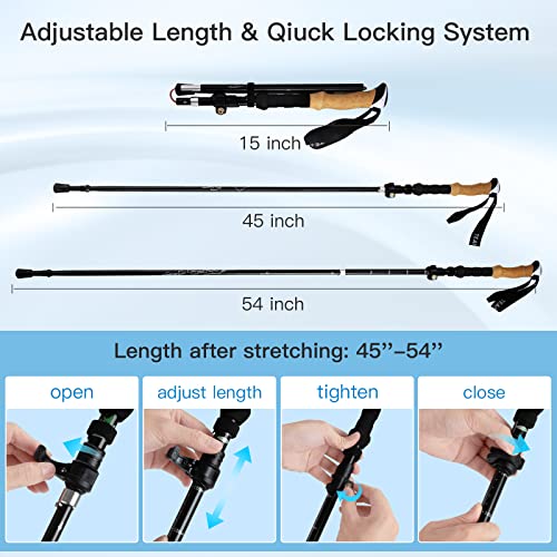 Image of Night Cat Trekking Poles Hiking - Walking Sticks 2 Packs Aluminum 7075 Lightweight Foldable Collapsible Adjustable Extendable Backpacking Mountaineering Climbing