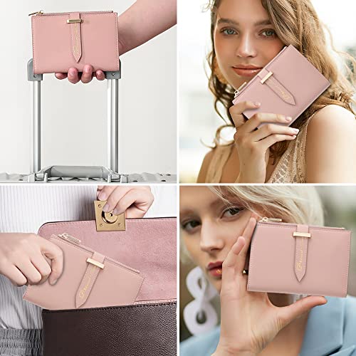 Leather Passport Holder For Women, Rfid Passport & Vaccine Card Holder Combo, Slim Travel Passport Walelt With Credit Card Holder, Lightweight Bifold Passport Cover Organizer With Zipper Pocket-Pink #TOP6
