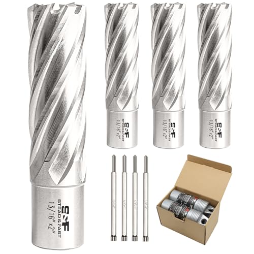 Image of S&F STEAD & FAST Annular Cutter Set, 4-pc, 13/16" Diameter x 2" Depth of Cut for Magnetic Drill Press