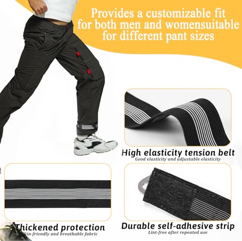 4Pcs Bicycle Trouser Clips Set High-Vis Reflective Ankle Straps for Safety Anti-Slip Spin Bike/Exercise Bike Accessories Adjustable Hook and Loop Straps for Indoor Cycling Outdoor Bikes for Men Women - Image 3