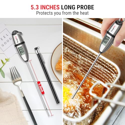 Image of TempPro TP02S (2 Pack) Digital Food Thermometer for Cooking Bread Baking Sourdough Liquids, Meat Thermometer Digital with Super Long Probe for Kitchen BBQ Candy Making Accessory (Previously ThermoPro)