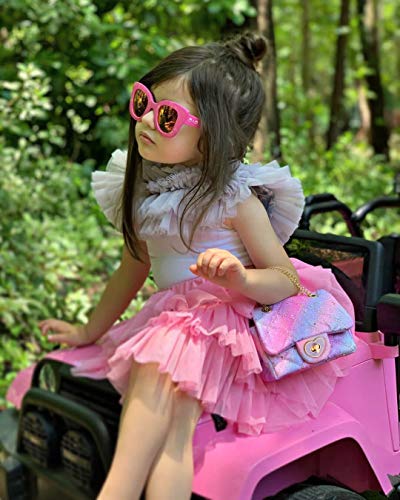 Image of CMK Trendy Kids Kids Pretend Play Purse for Toddler Girls (Pink /Purple Rainbow Glitter)