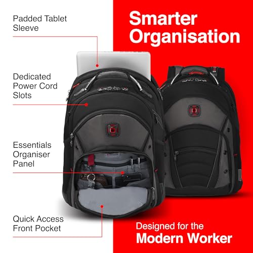Image of Wenger Synergy Laptop Backpack, Fits 16 Inch Laptop, Men's and Women's Laptop Bag, Black /Grey