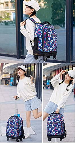 Rollende rugzak Bagage voor kinderen/kinderen Handbagage Trolley Rugzak Koffer met groot wiel, lichtgewicht waterdichte nylon bagage voor kinderen Jongens Meisjes Leerlingen Basisschoolleerlingen Sc - Image 3