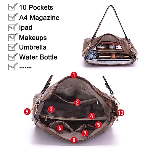Image of Qiyuer 13 inch Women Spacious Soft PU Handbag Hobo Bag Purse Wallet Set 4pcs | Large, Dual-use Crossbody & Shoulder Bag, Multi-pocket, Divided Compartments, Fits Tablet, Versatile for Daily & Work