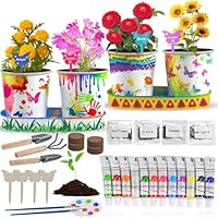 4 Pcs Kids Plant Growing Kit | Kids Gardening Set Crafts for Girls 8-12 | Kid Crafts Ages 4-8, Flower Making Art Kit for Kid 6-9, Plant Growing Set with 4 Zinc Pots, 12 Colors 9ml Paints Girl Gift