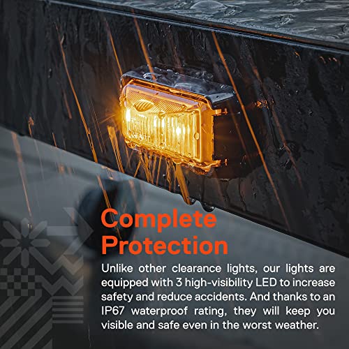 4Pc 2.5" Amber + Red Led Trailer Marker Light W/Black Bezel [Dot Fmvss 108] [Sae P2Pc] [Surface Mount] [Waterproof Ip67] Marker Lights For Trailer Truck #TOP4