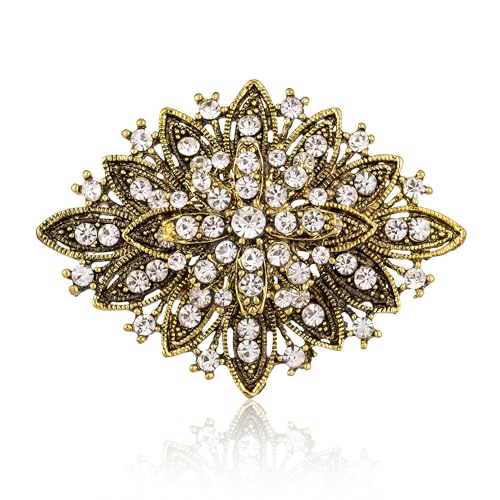 Image of Vintage Art Deco Crystal Rhinestone Brooch Pin for Women