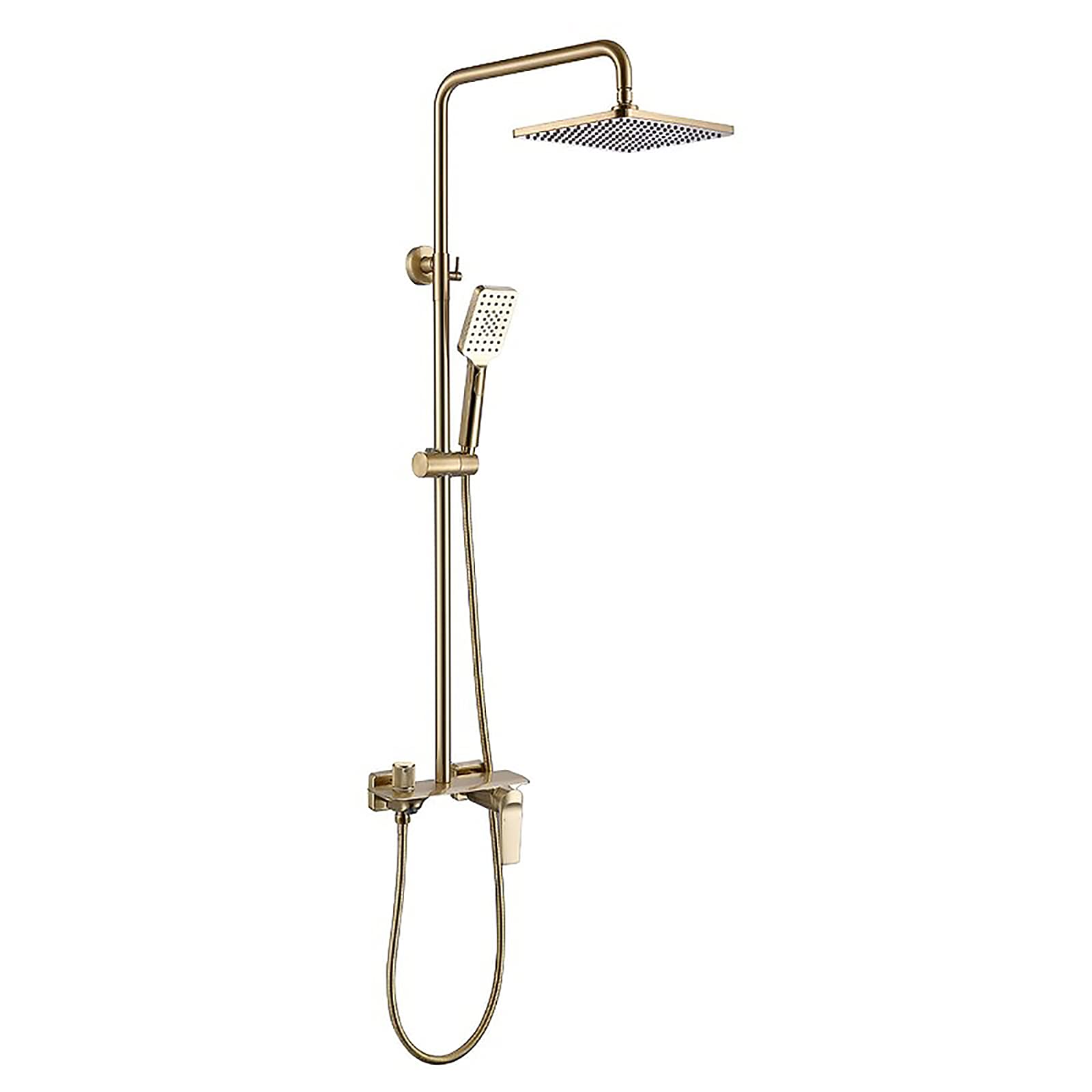 HADECOLL Rain Shower Faucet Set, Portable Shower Combo With 3 Functions, Black Bathtub Mixer Tap, Rainfall Showerhead And Spout System For Modern Bathrooms,Brushed Gold