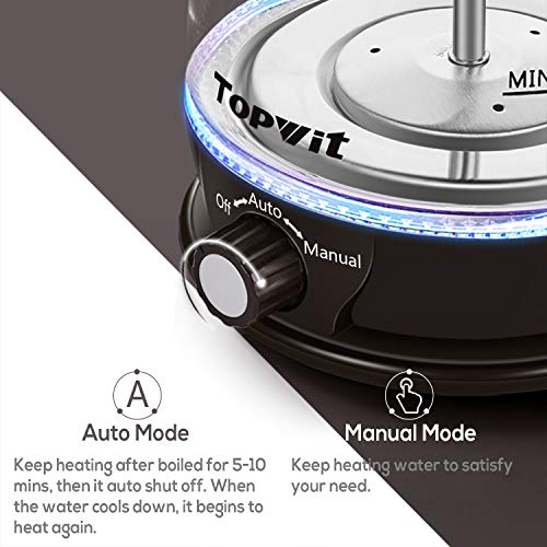 Topwit Electric Kettle, Electric Tea Kettle with New Tea-brewing Method, Keep Warm and Dual Boiling Modes Electric Tea Maker, 1L Pour Over Teapot & Hot Water Kettle with Stainless Steel Infuser - Thumbnail 3