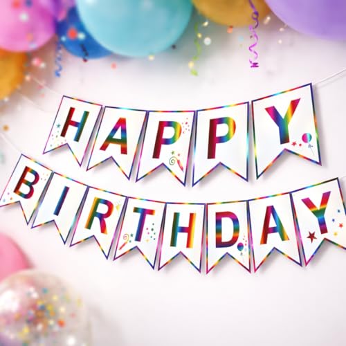 Image of Wanna Party Birthday Decoration Items - Happy Birthday Banner (Cardstock) | Decoration Items for Husband | Multicolor Theme Decoration