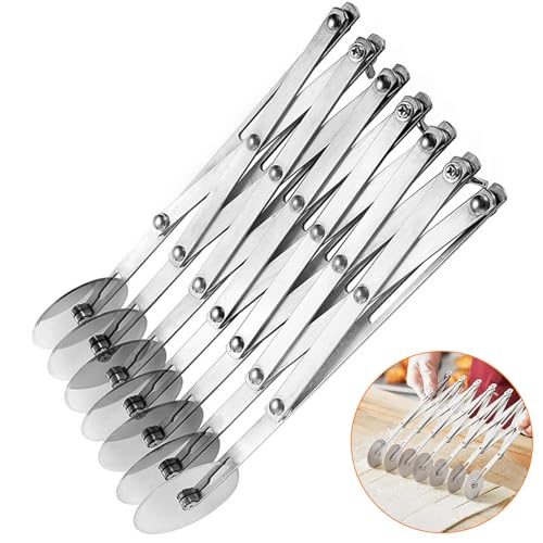 Couteau Roulette Pizza avec Roues 7 Réglables, Trancheuse Patisserie Extensible, Coupe-Pâte Acier...