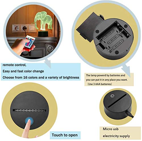 Lampada a illusione 3D, regalo di elefante