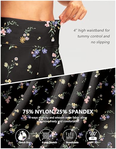 Image of G Gradual Women's 7 inch Long Swim Board Shorts High Waisted Quick Dry Beach Swimming Shorts for Women with Liner Pockets