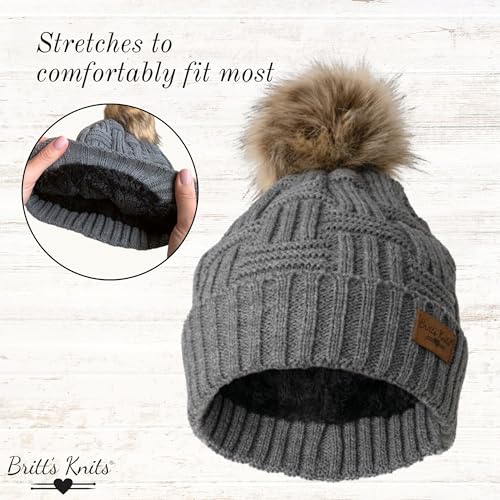 Britt's Knits Women's Plush-Lined Knit Hat with Pom3